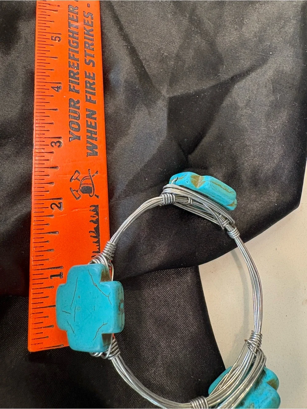 Blue Turquoise Stone & coin wire-Wrap Bangle Bracelet. Both included-one price